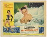 6m393 FRENCH LINE 2D LC #8 1954 Howard Hughes, c/u of sexy Jane Russell naked in bubble bath!