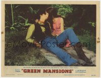 6m436 GREEN MANSIONS LC #8 1959 Audrey Hepburn & Anthony Perkins kiss for the first time!