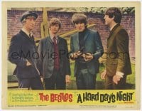 6m444 HARD DAY'S NIGHT LC #7 1964 great close up of all four Beatles standing around outside!