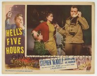 6m462 HELL'S FIVE HOURS LC #3 1958 Vic Morrow on phone holds Coleen Gray & young boy at gunpoint!
