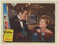 6m518 IVY LC #6 1947 close up of pretty Joan Fontaine smiling at Herbert Marshall in tuxedo!