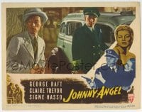 6m528 JOHNNY ANGEL LC 1945 c/u of George Raft in uniform staring at shady Hoagy Carmichael!