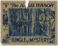 6m535 JUNGLE MYSTERY chapter 9 LC 1932 Tom Tyler & Noah Beery Jr in bamboo cage, The Jungle Terror!