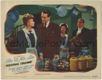 6m616 LURED LC #6 1947 George Sanders talking to maid Lucille Ball in kitchen, Personal Column!