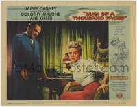6m629 MAN OF A THOUSAND FACES LC #2 1957 James Cagney as Lon Chaney looks down at Dorothy Malone!