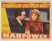 6m639 MANPOWER LC 1941 great close up of Edward G. Robinson grabbing Marlene Dietrich's arm!