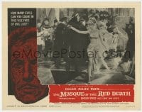 6m643 MASQUE OF THE RED DEATH LC #2 1964 costumed Vincent Price dancing with sexy woman!