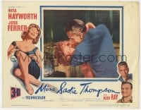 6m656 MISS SADIE THOMPSON 3D LC 1954 c/u of Rita Hayworth & Jose Ferrer in passionate embrace!