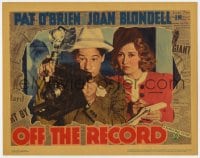 6m696 OFF THE RECORD LC 1939 great close up of reporter Joan Blondell w/photographer Bobby Jordan!