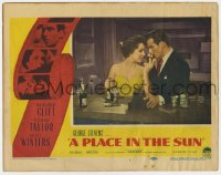 6m729 PLACE IN THE SUN LC #5 1951 romantic c/u of Montgomery Clift & sexy Elizabeth Taylor at bar!