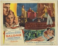 6m787 SALOME LC #3 1953 Stewart Granger threatens Charles Laughting as Herod sitting on throne!