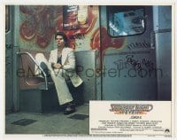 6m791 SATURDAY NIGHT FEVER LC #4 R1979 bandaged John Travolta in white sui riding on subwayt!
