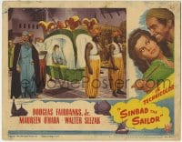 6m824 SINBAD THE SAILOR LC #4 1946 great image of guards carrying Maureen O'Hara by Fairbanks!