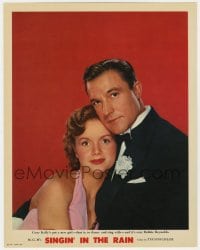 6m825 SINGIN' IN THE RAIN photolobby 1952 best romantic close up of Gene Kelly & Debbie Reynolds!