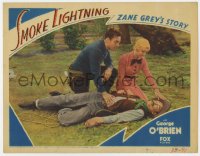 6m829 SMOKE LIGHTNING LC 1933 George O'Brien & Nell O'Day examine unconscious man on the ground!