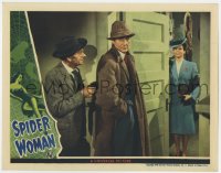 6m850 SPIDER WOMAN LC 1944 Gale Sondergaard's henchman Alec Craig w/ gun on Basil Rathbone as Holmes