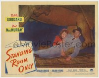 6m856 STANDING ROOM ONLY LC #7 1944 Paulette Goddard & Fred MacMurray sleeping on base of statue!