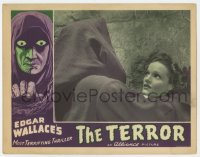 6m896 TERROR LC 1941 c/u of Edgar Wallace's masked criminal threatening Linden Travers, very rare!