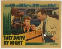 6m903 THEY DRIVE BY NIGHT LC 1940 George Raft lights cigarette for sexy Ida Lupino in convertible!