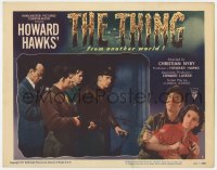 6m905 THING LC #2 1951 Howard Hawks classic horror, Kenneth Tobey & men listen by door for monster!