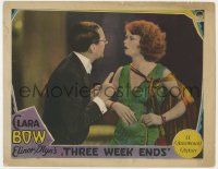 6m913 THREE WEEKENDS LC 1928 sexy redhead Clara Bow staring at man with glasses, lost film!