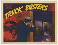 6m933 TRUCK BUSTERS LC 1942 cool image of Richard Travis pointing gun at men in warehouse!