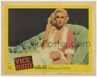 6m950 VICE RAID LC #6 1960 sexiest portrait of barely-dressed phony model Mamie Van Doren w/phone!