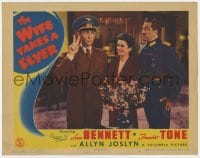 6m974 WIFE TAKES A FLYER LC 1942 Joslyn & Joan Bennett watch Franchot Tone give V for victory sign!