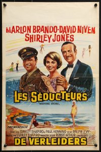 6p213 BEDTIME STORY Belgian 1965 Brando, Niven & Jones, gambling, dirty rotten scoundrels!