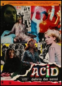 6p444 ACID Italian 27x37 pbusta 1968 LSD, wild images of crazed drug users!