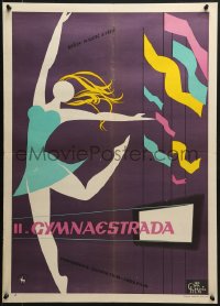 6p053 II GYMNAESTRADA Yugoslavian 20x28 1957 art of gymnastics documentary about World Gymnaestrada!