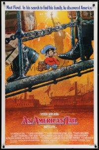 6r034 AMERICAN TAIL style A 1sh 1986 Steven Spielberg, Don Bluth, art of Fievel the mouse by Struzan