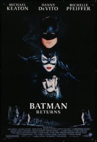 6r073 BATMAN RETURNS 1sh 1992 Michael Keaton, Danny DeVito, Michelle Pfeiffer, Tim Burton!