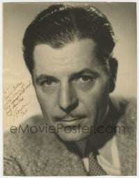 6s093 WARNER BAXTER signed deluxe 10.25x13 still 1936 head & shoulders portrait wearing suit & tie!