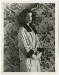 6s607 AMY IRVING signed 8x10 publicity still 1990s full-length portrait in fur-trimmed robe!