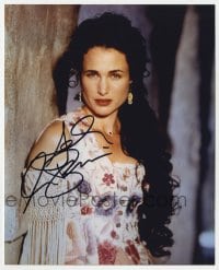 6s674 ANDIE MACDOWELL signed color 8x9.75 REPRO still 2000s sexy portrait with long flowing hair!