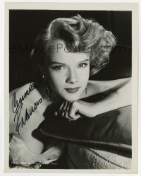 6s164 ANNE FRANCIS signed 8x10.25 still 1950s sexy head & shoulders portrait over black background!