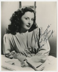 6s690 BARBARA STANWYCK signed 8x10 REPRO 1940s sexy close portrait wearing lots of jewelry!