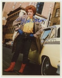 6s697 BLAIR BROWN signed color 8x10 REPRO still 1990s full-length portrait with coat caught in cab!