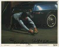 6s194 BRADFORD DILLMAN signed 8x10 mini LC #1 1975 close up kneeling on ground by car in Bugg!