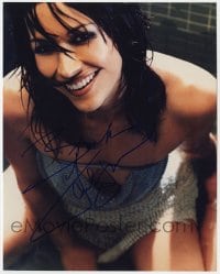 6s701 BROOKE LANGTON signed color 8x10 REPRO still 2000s sexy smiling portrait with wet hair!