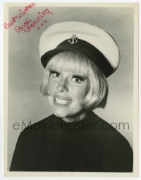 6s204 CAROL CHANNING signed 7x9 still 1960s head & shoulders smiling portrait wearing sailor cap!