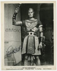 6s211 CHARLTON HESTON signed 8x10.25 still 1956 portrait as young Moses in The Ten Commandments!