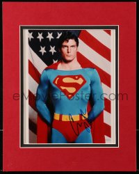 6s113 CHRISTOPHER REEVE signed color 7.5x9.5 REPRO still in 11x14 display 1990s ready to frame!