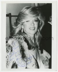 6s712 CONNIE STEVENS signed 8x10 REPRO still 1982 great sexy close up in low cut dress & fur coat!