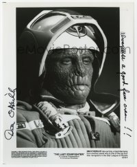 6s228 DAN O'HERLIHY signed 8x9.75 still 1984 great c/u in alien makeup from The Last Starfighter!