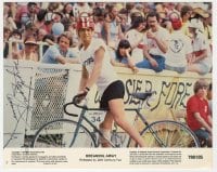 6s242 DENNIS CHRISTOPHER signed color 8x10 still #7 1979 close up on bicycle from Breaking Away!