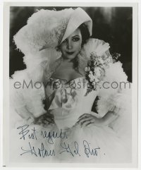 6s733 DOLORES DEL RIO signed 8x10 REPRO still 1970s posed portrait wearing incredible dress & hat!