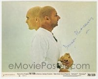 6s251 DONALD PLEASENCE signed 8x10 mini LC #3 1970 cool close up with Robert Duvall in THX 1138!