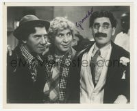 6s781 GROUCHO MARX signed 8.25x10 REPRO still 1970s with Chico & Harpo in Night at the Opera!